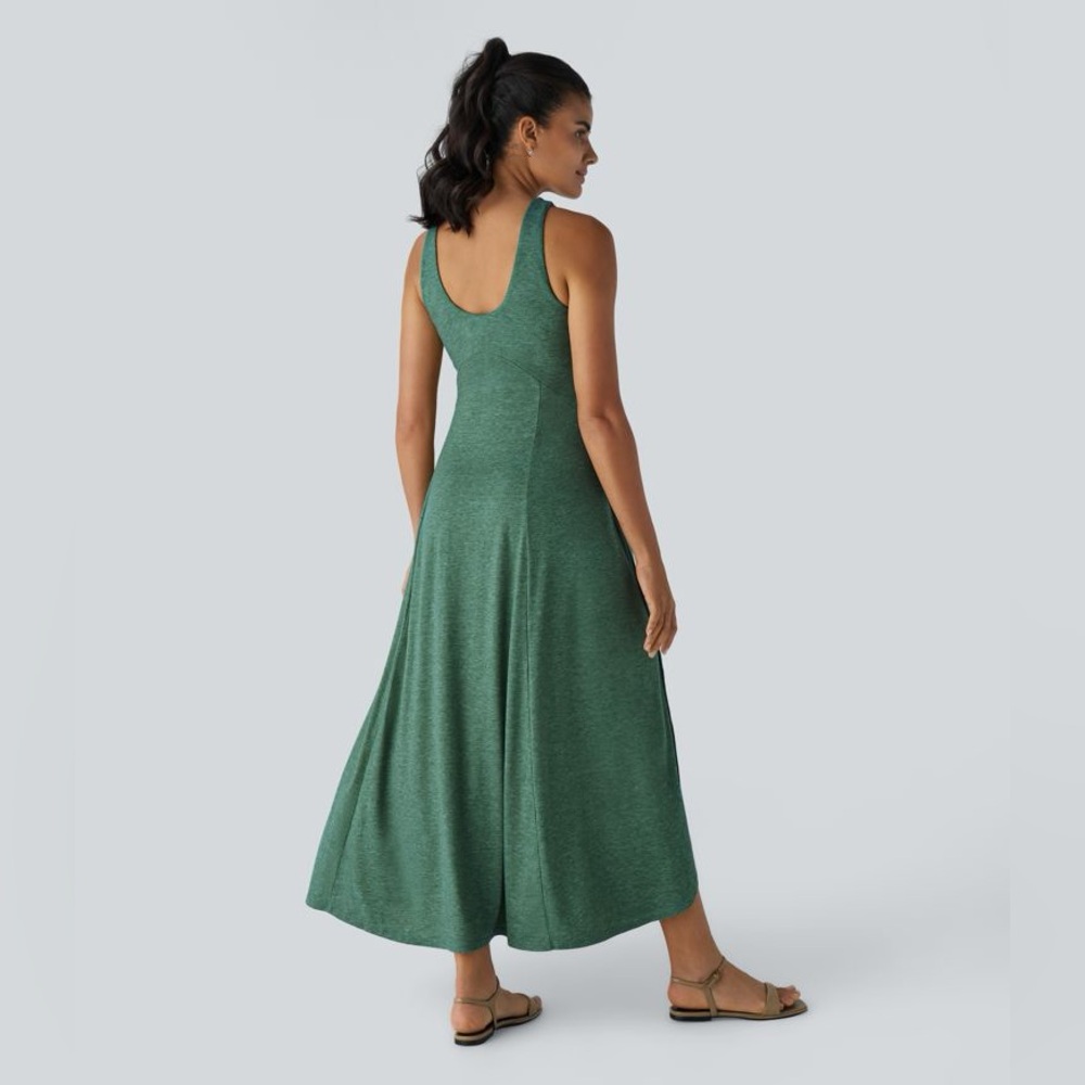 Halara U Neck Backless Split Flowy Maxi Casual Ta… - image 4